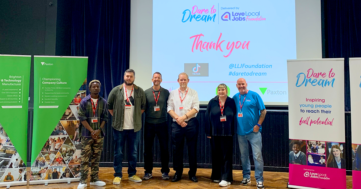 Paxton mentors Olivier Awah, Greg Burchell, Steve O’Rourke, Paul Akehurst, Molly Barker, and Jack Hayes, Head of Programme Delivery at the Love Local Jobs Foundation